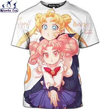 Mamba Top Animalsk Cat T-shirt Harajuku Loli kortærmet T-shirt Kawaii Sailor Moon Anime T-Shirt Campus Student Smuk Pige Skjorte