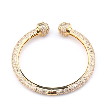 Luksus høj kvalitet, fine smykker zircon guld button bangle-ring-armbånd mode tilbehør armbånd armbånd wristlet juvel