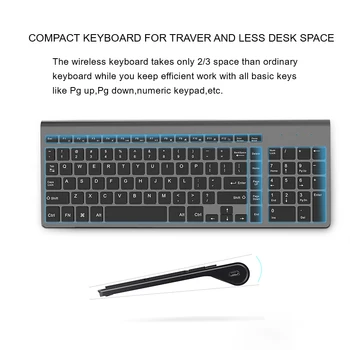 JOYACCESS Ergonomisk Trådløst Tastatur og Mus Sæt Computeren Mause Lydløs-Knap Tastatur og Mus Combo 2,4 G til Bærbar PC