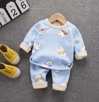 Børn Pyjamas Sæt Efteråret Blød Bomuld Termisk Undertøj til Børn Cartoon Animal Nattøj Drenge Tøj, der Passer Pyjamas sæt Nattøj