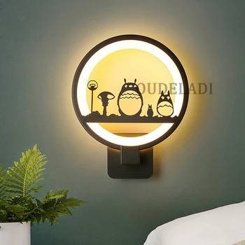 AC85-265V Moderne Akryl væglampe creative circle LED væglamper soveværelser, stue og spisestue korridor sort Sconce