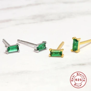 GS Ny KoreaINS Mode 925 Sterling Sølv Emerald Stud Øreringe Til Kvinder, Damer, Piger Bryllup Gaver Fine Smykker