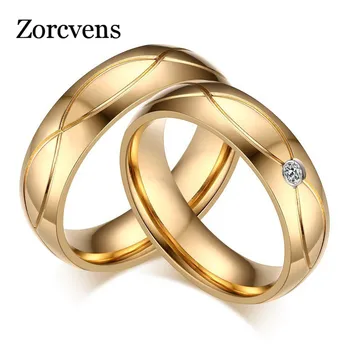 ZORCVENS 2020 Hot Bryllup Bands Ringe Til Kvinder, Mænd Guld-Farve Rustfrit Stål Engagement Ring