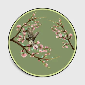 Kinesisk Blomster Fugl Maleri Trykt Runde Tæppe Bløde Tæpper Til stuen Anti-slip Tæppe gulvmåtte Til Indretning til børneværelset