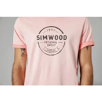 SIMWOOD 2020 sommeren nye vintage bomuld t-shirt mænd plus størrelse letter print tshirt mode top høj kvalitet t-shirt 190088
