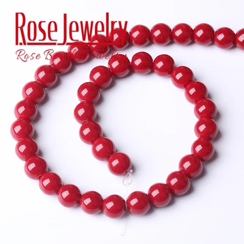 Naturlig Granatæble Rød Jade Sten Runde Perler til smykkefremstilling 8mm 15 Cm Spacer Perler Diy Armbånd Engros