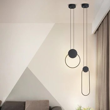 Moderne LED Pendel Soveværelse Sengen Pendel Sort/Hvid Krop Kabel-Justerbar Køkken Restaurant Hængende lampe