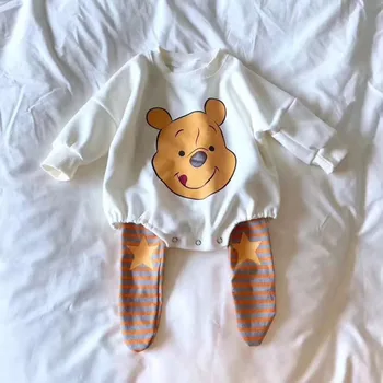 Disney Peter Plys Bjørn Baby Sparkedragt Trekant Bukser Buksetrold Piger Drenge Buksedragt Koreanske Version Sweatshirt Nyfødte Børn Tøj