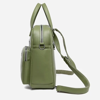 Rygsæk 2020 nye damer PU læder multifunktionel taske casual stor kapacitet studerende skoletaske grønne vigtigste