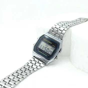 BDM-klassisk sølvfarvet ur til kvinder og mænd vintage design, justerbar rem med alarm.