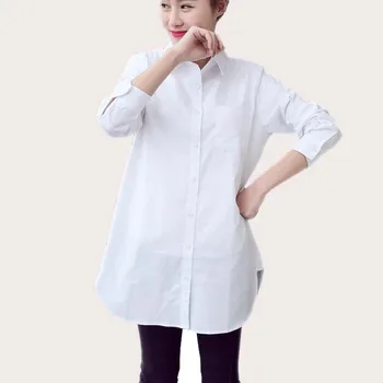 Kvinder Bluse Shirt i Oversize Bluser med Lange Ærmer Hvide Skjorter Plus Size Casual Skjorte Blusas Camisas Femininas Toppe Nye 4XL 5XL