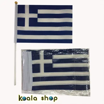 Verdens flag 14 * 21cm hånd bølge flag Grækenland 100pcs / taske med plast stang banner bannere