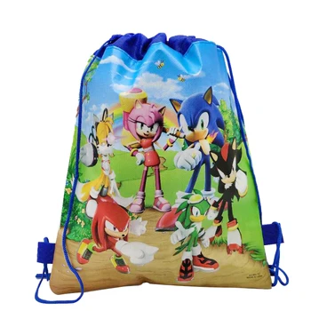 Sonic The Hedgehog Fødselsdagsfest Supplie Snor Gavepose Sonic Taske Til Børne Sko Ikke-Vævet Stof Pose Rejse Part Rygsæk