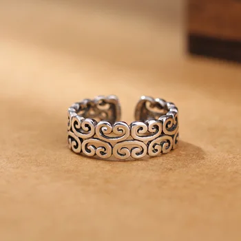 925 Sterling Sølv Retro Cloud Ring Kvinder Personlighed Kreative Åbning Ring Thai Sølv Smykker Justerbar