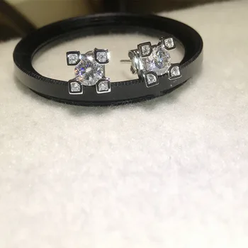 Rigtig Solid S925 Sterling Sølv Natural Diamant, Granat Øreringe til Kvinder Aretes De Mujer Sølv 925 Smykker Øreringe Bizuteria