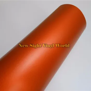 Høj Kvalitet Mat Satin Chrome Orange Vinyl Wrap Orange Satin Chrome Wrap Film Aircondition, Gratis Bil Grafik Størrelse:1.52*20M/Rulle