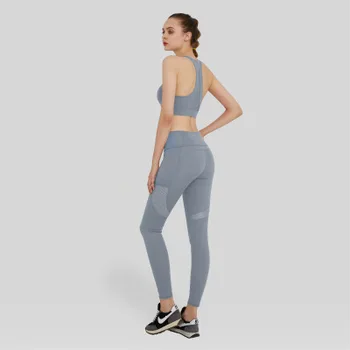 Jellpe 2stk Yoga Sæt Problemfri Kvinder Sport, der Passer Fitness Workout Tøj langærmet Trænings-og Afgrøde Top og Kradser Butt Leggings, der Passer