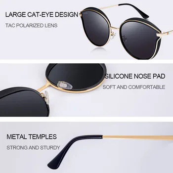 VEGOOS Solbriller Kvinder Polariseret UV-Beskyttelse Mode Rund Stil Farverige Spejlet Linse Vintage Cat Eye solbriller Oculos #6115