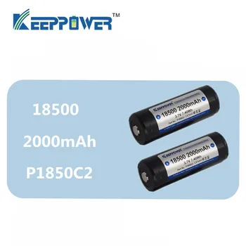 2stk Keeppower 18500 2000mAh batteri 3,7 V 7.40 Wh P1850C2 celle LAVET I KINA Beskyttet Genopladeligt Lithium Batteri