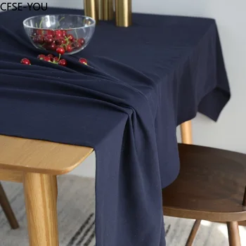CFSE-Moderne Minimalistisk Solid Farve Vasket Linned Rektangulære dug dug bordet, dække bord linned klud