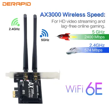3000Mbps WiFi 6E For Intel AX210 Dual Band Wireless PCIE-Adapter 802.11 ax MU-MIMO-WiFi-Kort Bluetooth5.2 2,4 G/5G/6Ghz Desktop PC