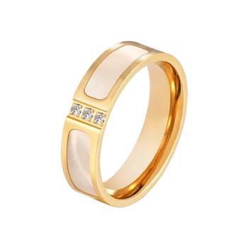 Mode Krystal CZ Rustfrit Stål Ringe Til Mænd, Kvinder, Bryllup, Engagement Luksus Shell Ring Smykker Gave