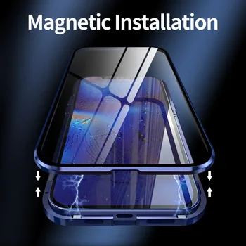 Metal Magnetisk Beskyttelse Tilfældet For iPhone 12 Mi Ni Phone Case For iphone 12 Pro Max antal Telefonen Dobbelt-sidet Glas Anti-slip Dække