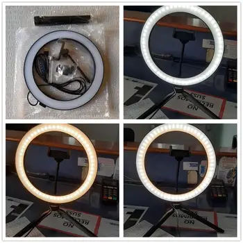 16/20/26cm 6 8 10 inches Fotografering LED Selfie Ring Lys Med stativ Dæmpbar Med Cradle Hoved For Makeup Video Live Studio