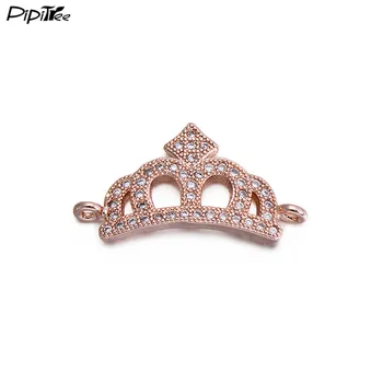 Pipitree 3pcs/masse Engros Zircon Crown Charms til Armbånd, Vedhæng DIY CZ Krystal Perler Smykker at Gøre Føre & Nickle Gratis