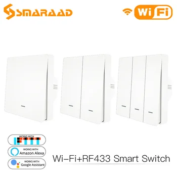 Wall Panel Sender Kit Smart liv WiFi/RF433 Smart Push Button Switch 2-Vejs Tuya App Control Arbejder med Alexa, Google Startside