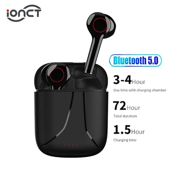IONCT TWS Bluetooth-5.0 Trådløse Hovedtelefoner HiFi Stereo HD Call Øretelefoner Smart Touch Vandtæt Sports Headset Med Mikrofon