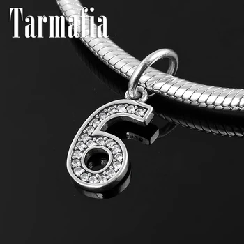 Ægte 925 Sterling Sølv Vedhæng med 6 Perler Passer Oprindelige Europæiske Charme Armbånd Smykker at gøre for Kvinder