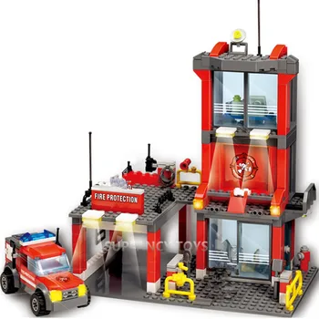 BYEN ildkamp byggesten Sæt Urban Brandmand Ladder Truck Bil Model Brinquedos Mursten Playmobil Pædagogiske Kids Legetøj
