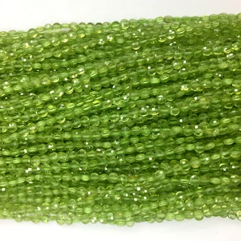 Høj Kvalitet i Ægte Naturlig Grøn Oliven Peridot Hånd Skære Facetteret Flade Mønt Små Perler, Halskæder eller Armbånd, 4mm 5mm 6mm 06094