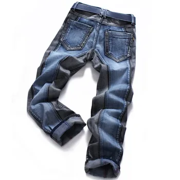 Mænds Jeans, Casual Biker Bukser Designer Splejse Patchwork Slank Tynde Blå Jeans Plus Størrelse 38 40 Dropshipping