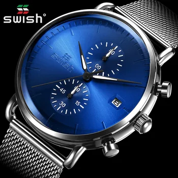 SWISH Sølv Armbåndsure til Mænd 2020 Nye Mode Chronograph Ure Mandlige Casual Vandtæt Sport Militære Mekaniske Armbåndsure