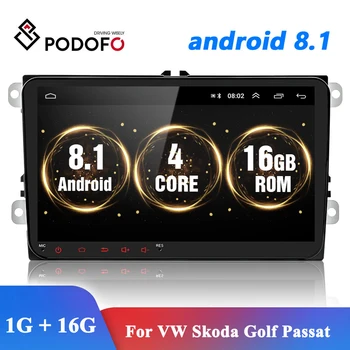 Podofo Android 8.1 2Din Til VW/Volkswagen/Golf/Polo/Tiguan/Passat/b7/b6/SEAT/leon/Skoda/Octavia Bil Radio GPS-Multimedia-Afspiller
