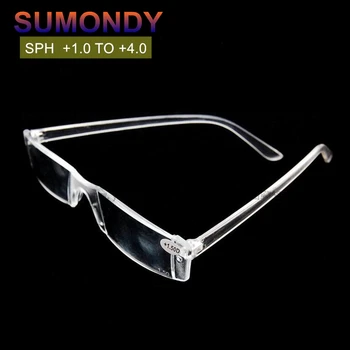 SUMONDY Gennemsigtig Ubrydelig Læsning Briller +1,0 til +4.0 Kvinder Mænd Integreret Anti Slip Ultralet Presbyopic Brillerne G444