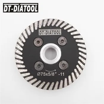 DT-DIATOOL 1pc 75mm varmpressede Mini Turbo diamantklinge Med Aftagelig M14 eller 5/8-11 1pc Flange og 75mm Blade Gravering i Sten