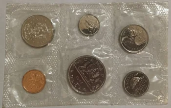 Canada 1986 6 Mønter Set et Stort Sæt af 1 Cent -1dollar Unc Reelle Oprindelige Samling Mønter
