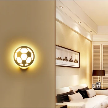 Moderne akryl hvid fodbold væglampe LED kreative art deco-malet fodbold væglampe til soveværelse stue midtergangen gangen