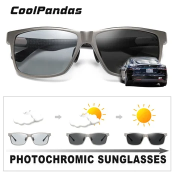 2020-Pladsen Fotokromisk Polariserede Solbriller Mænd Kvinder Aluminium Magnesium Sol Briller Kørsel Briller Rektangel Gafas De Sol