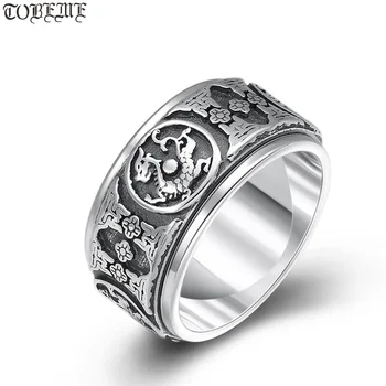925 Silver Dragon Tiger Ring Kinesiske Fire Mytiske Bæster Ring Rigtig Ren Sølv Held Og Lykke Spinning Ring Fengshui Heldig Smykker