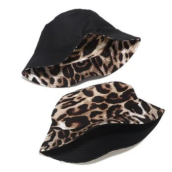Sommeren Mænd Kvinder Leopard Print Bomuld-Dobbelt-Sidet Bucket Hat Bob Piger, Mode, Hip Hop Panama Udendørs Solcreme Fiskeren Hat