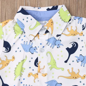 Pudcoco Sommeren Toddler Dreng Tøj Multi Farve Dinosaur Print-Shirt, Toppe, Korte Bukser 2stk Udstyr Herre Tøj