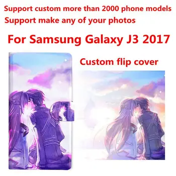 DIY Telefon taske Personlige brugerdefinerede foto Billede PU læder flip cover til Samsung Galaxy J3 2017