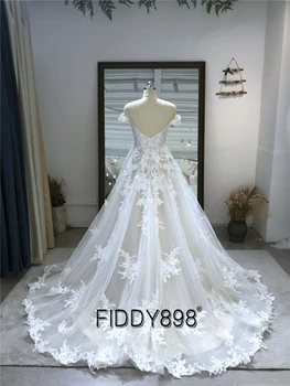 Romantisk Kæreste Off Skulder Lace Wedding Dress Boho Court Train Wedding Kjoler til Kvinder med Lav Ryg Vintage Bride Kjole 2021