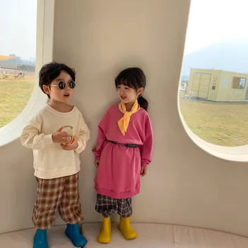 MILANCEL 2021 Foråret Nye Børn, Bror Og Søster koreansk Tøj med Lange Ærmer Tegnefilm Hættetrøjer