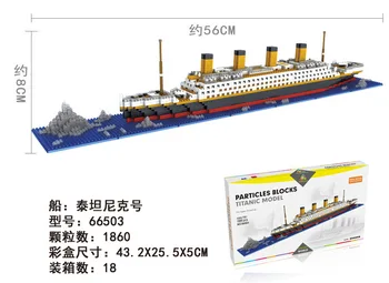 66503 1860Pcs Titanic krydstogtskib Model Båd Diy Diamant byggesten Mursten Kit Børn Legetøj