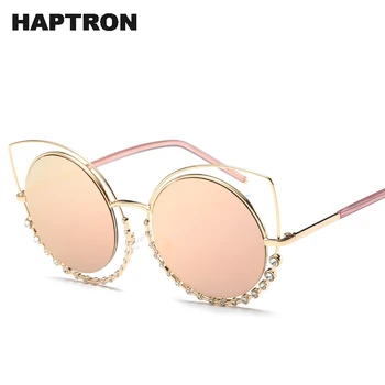 HAPTRON Luksus Kvinder Solbriller Mode Brand Design Spejl Cat Eye glasperler Sol briller Gradient Vintage lentes de sol mujer